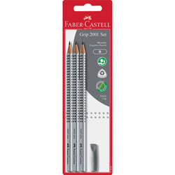 Lot de 3 crayons graphite Grip 2001 Faber-Castell avec grip gomme