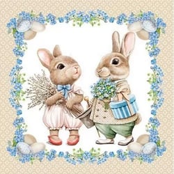 4 serviettes en papier découpage collage 33 cm LAPINS DE PAQUES