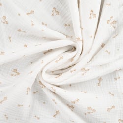 Tissu Double gaze de Coton Girafes Lilou sur fond Blanc cassé