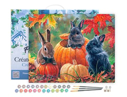Peinture par Numéro Figured'Art avec Cadre - Trio de lapins - Kit de Loisir Créatif DIY Numéro d'Art Complet - 40x50cm toile tendue sur châssis
