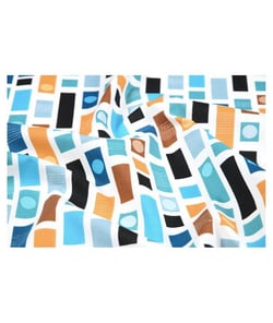 Tissu coton rectangles géométriques de 160 cm de largeur miguelito bleu vendu par 50 cm