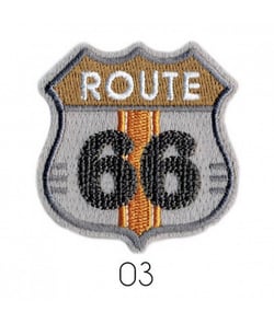 Ecussons Thermocollant Blason Route 66 4 X 4,5 cm - Mediac 03 Gris