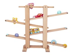 Circuit de course en bois XL set voiture bus - EliNeli - Beige