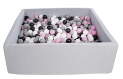 Piscine à balles pour enfant, 120x120 cm, Aire de jeu + 900 balles noir,blanc,rose clair,gris - Velinda