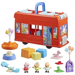 Peppa Pig, coffret Bus en fete 2 en 1 avec 3 figurines et 13 accessoires, jouets préscolaires pour filles et garçons, des 3 ans