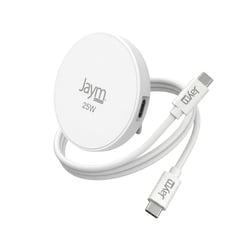 Jaym Chargeur sans Fil pour iPhone et Smartphone Qi MagSafe 25W avec Support Blanc