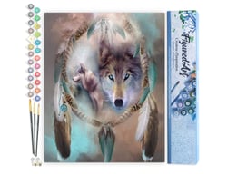 Peinture par Numéro Figured'Art - Loups et Plumes - Kit de Loisir Créatif DIY Numéro d'Art Complet - 40x50cm sans châssis en bois