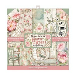 Pochette de 10 feuilles recto verso House of roses Stamperia