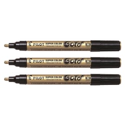 Lot de 3 marqueurs permanents peinture pointe moyenne 2 mm - PILOT - Or - Super Color SC-M