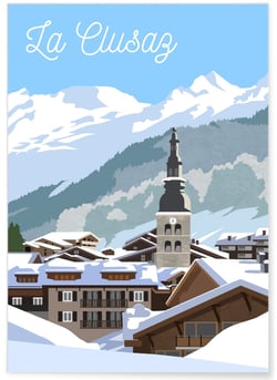 Affiche ville La Clusaz | A3 : 29,7x42cm