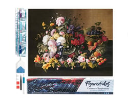 Diamond Painting Broderie Diamant Figured’Art 40x50cm toile entière roulée avec diamants carrés - Fleurs et Fruits Severin Roesen
