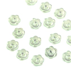 Lot de 6 boutons 2 trous fleur 13mm vert d'eau