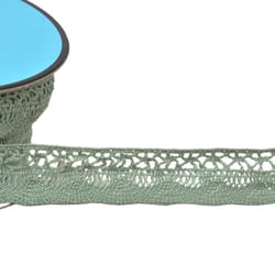 Bobine 25m dentelle éventail 19mm vert amande