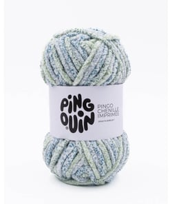Fil velours 100GR à tricoter PINGO CHENILLE IMPRIMEE - Pingouin - certifié Oeko-Tex Marin Bleu
