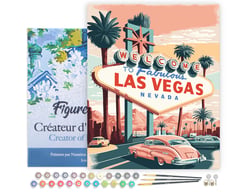 Peinture par Numéro Figured'Art avec Cadre Affiche Vintage Las Vegas - Activité Manuelle Kit de Loisir Créatif DIY Numéro d'Art Complet - 40x50cm toile tendue sur châssis