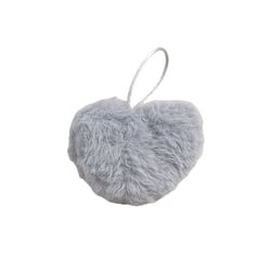 Pompon fourrure artificielle cœur 45x 65mm gris