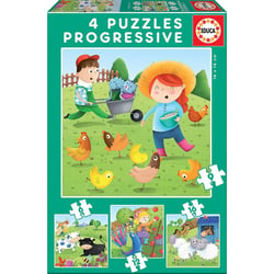 Puzzle - Enfant - Dès 3 ans - 4 modèles - Les animaux de la ferme - Educa