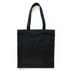 Sac shopping en coton noir 37,5 x 42 cm