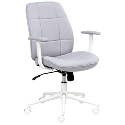 Chaise de Bureau Gris en Tissu Pivotant Réglable en Hauteur avec Accoudoirs Style Traditionnel Moderne