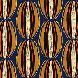 Tissu Toile aspect Canvas déperlant Big Manioc sur fond Bleu foncé
