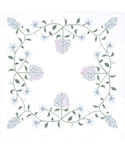 Kit de nappe au point de croix - Hortensia - 80 x 80 cm - Trimits Blanc