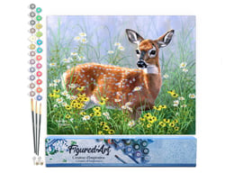Peinture par Numéro Figured'Art - Biche dans la prairie - Kit de Loisir Créatif DIY Numéro d'Art Complet - 40x50cm sans châssis en bois