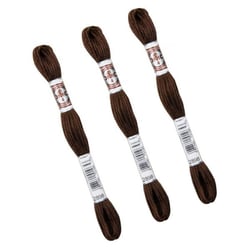 Lot de 3 échevettes 10m DMC Fil retors mat canevas tapisserie 100% coton marron 2898