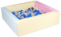Piscine à balles carrée avec 200 balles – rose, bleu, jaune p / balles 5 couleurs - Velinda