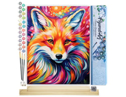 Peinture par Numéro Figured'Art - Renard Coloré Abstrait - Kit de Loisir Créatif DIY Numéro d'Art Complet - 40x50cm toile roulée + châssis en bois à monter