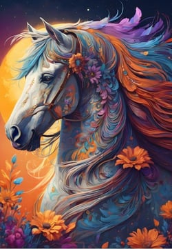 Puzzle 1000 pièces - Floral Horse - Bluebird Puzzle