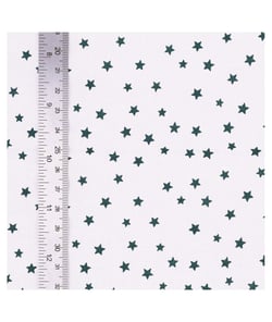 Tissu coton étoilé sur fond blanc de 140 cm de largeur 21 Bleu canard vendu par 50 cm