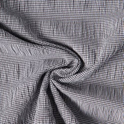 Tissu Polyviscose Seersucker aspect Lin lavé Suzy carreaux Blanc sur fond Noir