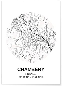 Affiche Carte Chambéry | A3 : 29,7x42cm