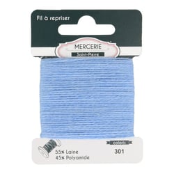 Fil à repriser laine 15m bleu clair