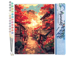 Peinture par Numéro Figured'Art - Rue d'Automne à Kyoto - Kit de Loisir Créatif DIY Numéro d'Art Complet - 40x50cm sans châssis en bois
