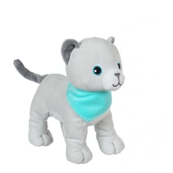 Peluche - Peluche chien Fun Kitties Sonore, gris foulard turquoise - 17 cm