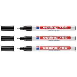Lot de 3 marqueurs peinture permanents - EDDING - Noir - Pointe fine 0,8 mm