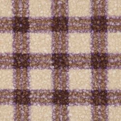 Tissu Fausse fourrure Bouclette Léo carreaux Violets sur fond Beige - Au mètre