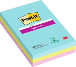 Lot de 6 blocs de Notes Super Sticky Post-it - Lignées - Papier - Multicolore - 101 x 152 mm
