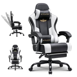 Fauteuil gaming ergonomique - GTPLAYER - avec repose-pieds Noir/blanc PU