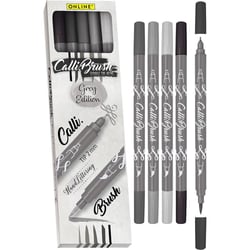 Feutres - Calligraphie - Double pointe - 2mm et pinceau - 5 nuances gris - Online