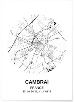 Affiche Carte Cambrai | A3 : 29,7x42cm