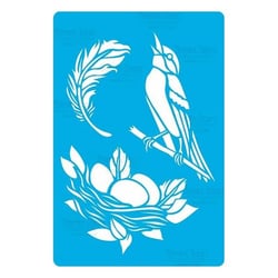 Pochoir plastique souple réutilisable 18,5 x 14,5 cm Fabrika Decoru OISEAU NID OEUF 316