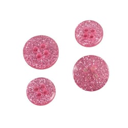 Lot de 3 boutons rond pailleté rose