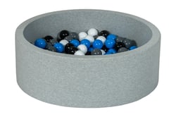 Piscine à balles Aire de jeu + 150 balles noir, blanc, bleu, gris - Velinda