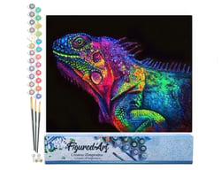 Peinture par Numéro Figured'Art - Caméléon coloré - Kit de Loisir Créatif DIY Numéro d'Art Complet - 40x50cm sans châssis en bois