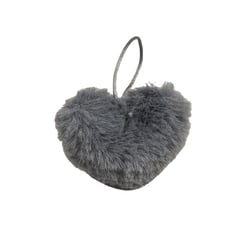 Pompon fourrure artificielle cœur 45x 65mm gris foncé