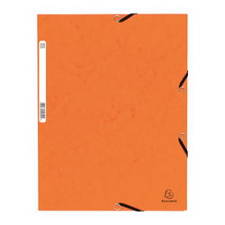 Chemise à élastiques 3 rabats carte lustrée 355g/m2 - Orange - x 50 - Exacompta