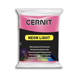 Pâte polymère - Opaque - A cuire - Pâte à modeler - Fuchsia - Bloc de 56g - Cernit - Néon light