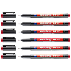 Lot de 6 marqueurs permanents pointe fine 0,6 mm - EDDING - Rouge